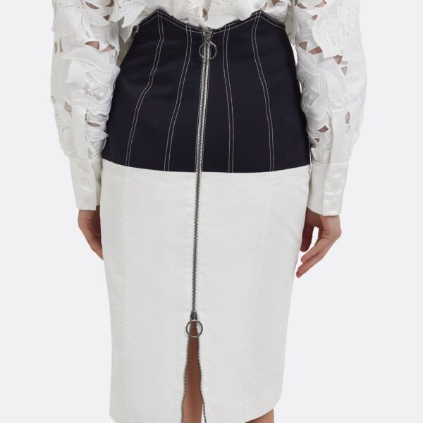 Gemma Skirt In Midnight Navy And Ivory by Safiyaa ‚Äì luxury skirts in Ivory available at Coveti
