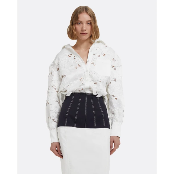 Gemma Skirt In Midnight Navy And Ivory by Safiyaa ‚Äì luxury skirts in Ivory available at Coveti
