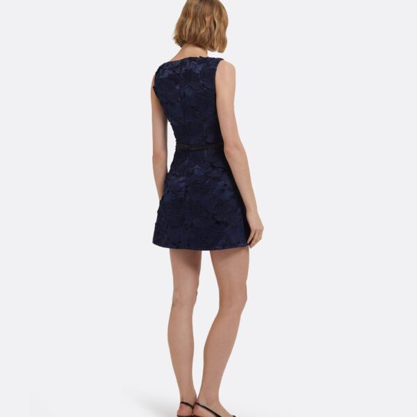 Gren Short Dress In Midnight Navy With Gunmetal Embellishments by Safiyaa ‚Äì luxury dresses in Blue available at Coveti