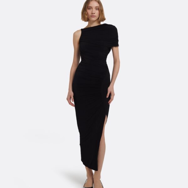 Ioni Midi Dress In Black by Safiyaa ‚Äì luxury dresses in Black available at Coveti