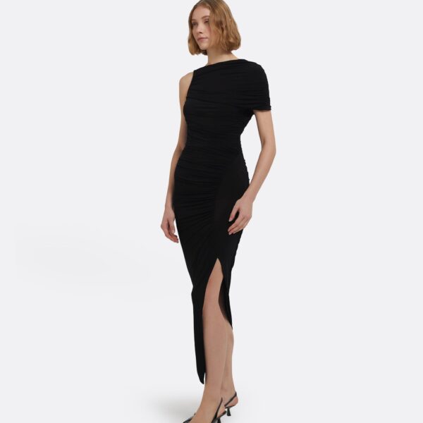 Ioni Midi Dress In Black by Safiyaa ‚Äì luxury dresses in Black available at Coveti