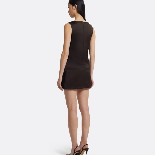 Kimora Short Dress In Peat Brown by Safiyaa ‚Äì luxury dresses in Brown available at Coveti