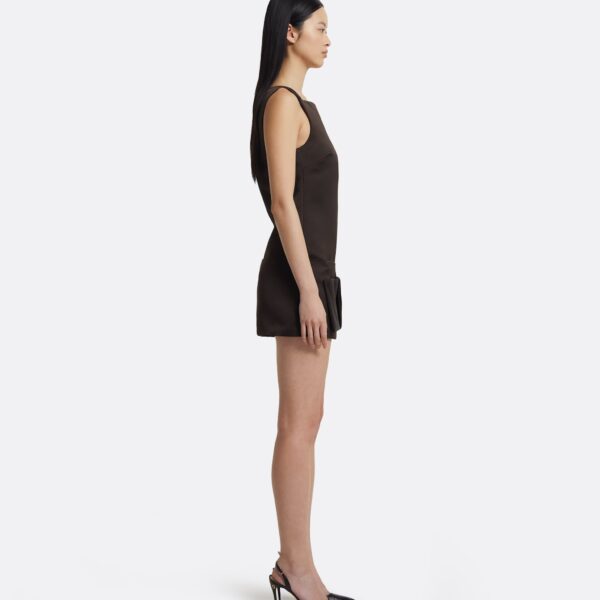Kimora Short Dress In Peat Brown by Safiyaa ‚Äì luxury dresses in Brown available at Coveti