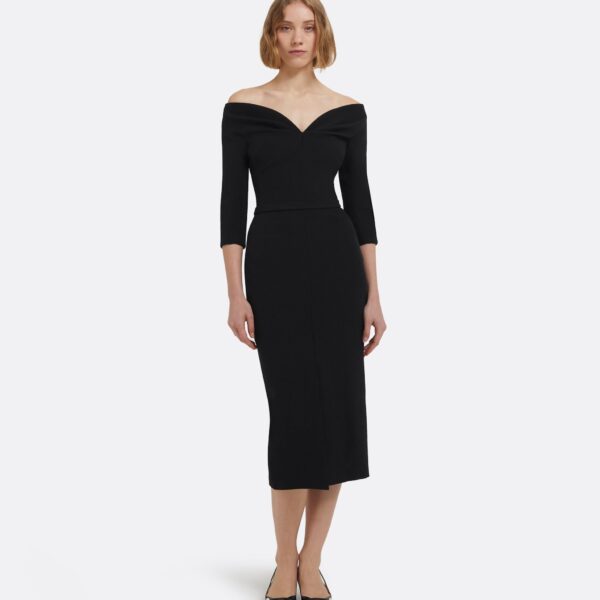 Linda Midi Dress In Black by Safiyaa ‚Äì luxury dresses in Black available at Coveti
