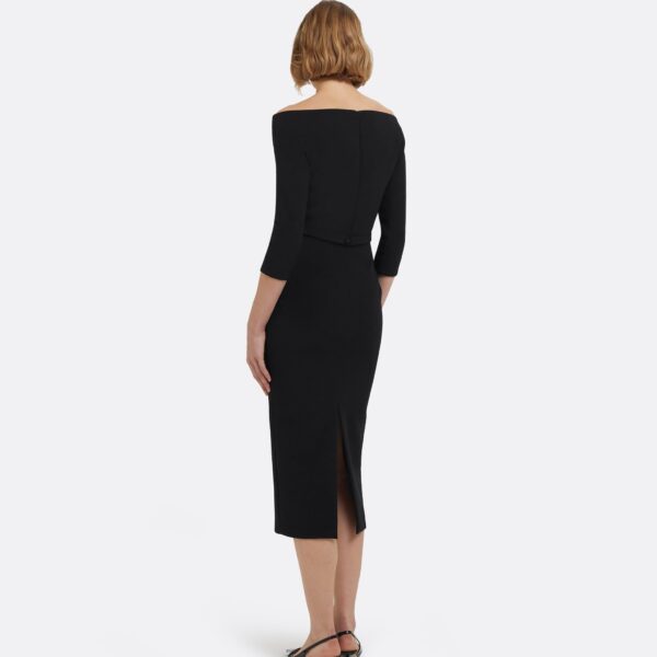 Linda Midi Dress In Black by Safiyaa ‚Äì luxury dresses in Black available at Coveti