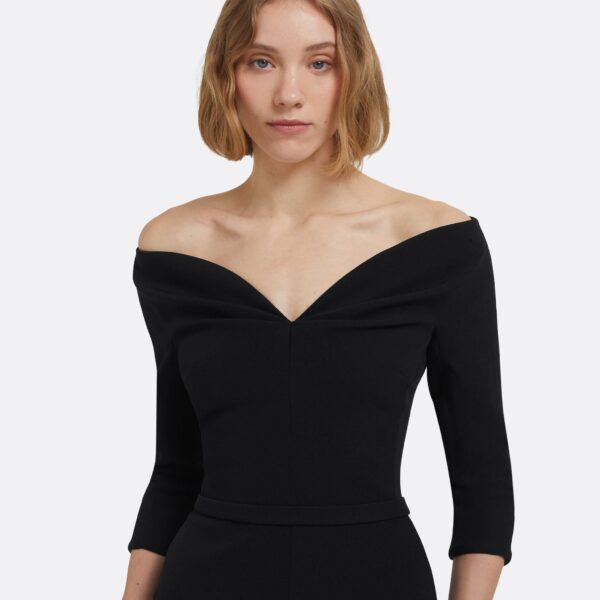 Linda Midi Dress In Black by Safiyaa ‚Äì luxury dresses in Black available at Coveti