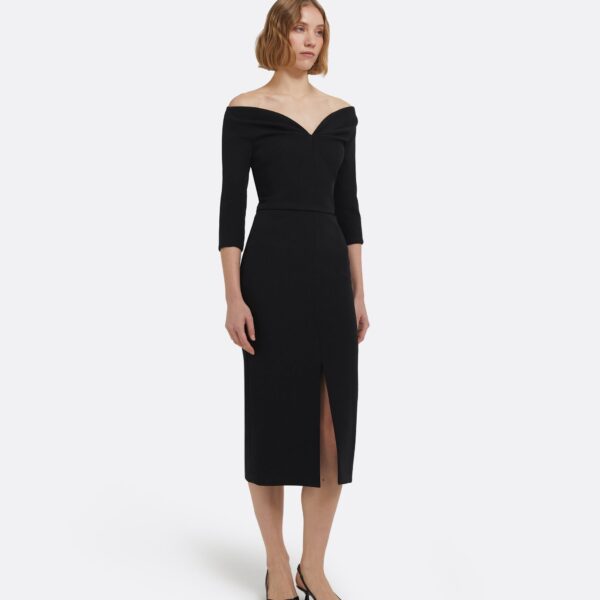 Linda Midi Dress In Black by Safiyaa ‚Äì luxury dresses in Black available at Coveti