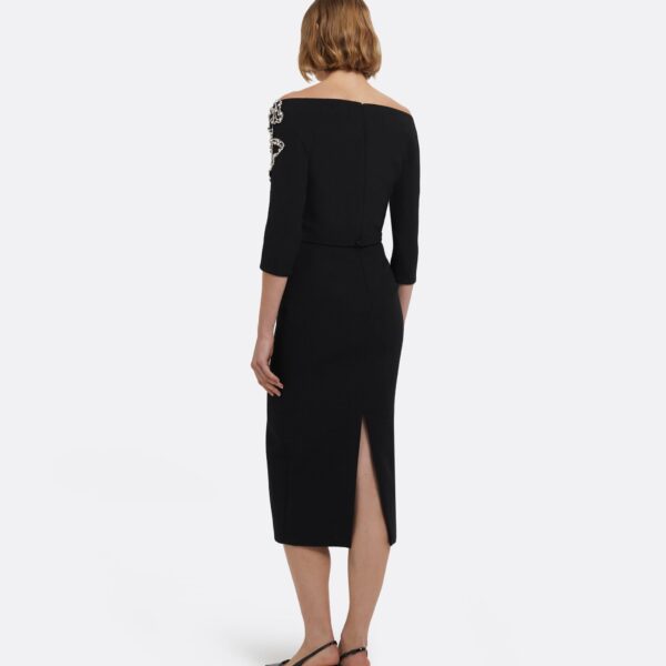 Linda Midi Dress In Black With Crystal Embellishments by Safiyaa ‚Äì luxury dresses in Black available at Coveti