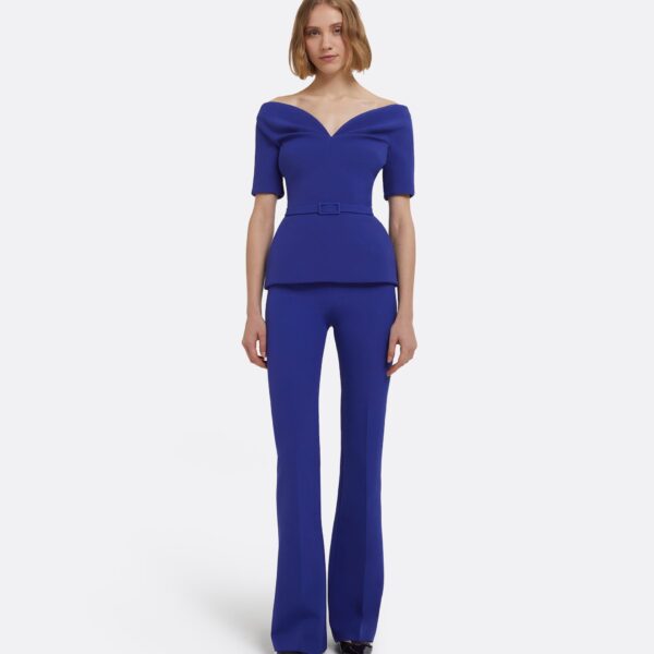 Lyddie Top In Skiathos Blue by Safiyaa ‚Äì luxury tops in Blue available at Coveti