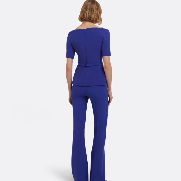 Lyddie Tops In Skiathos Blue With Multi-Blues Belt by Safiyaa ‚Äì luxury tops in Blue available at Coveti