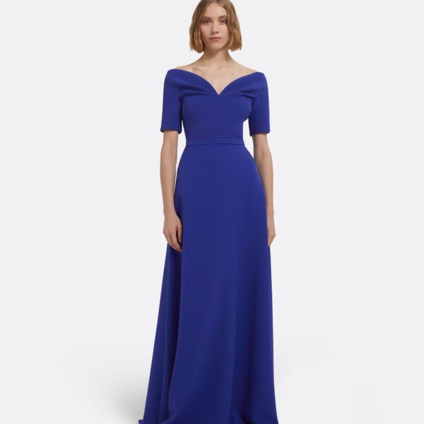 Lydia Long Dress In Skiathos Blue by Safiyaa ‚Äì luxury dresses in Blue available at Coveti