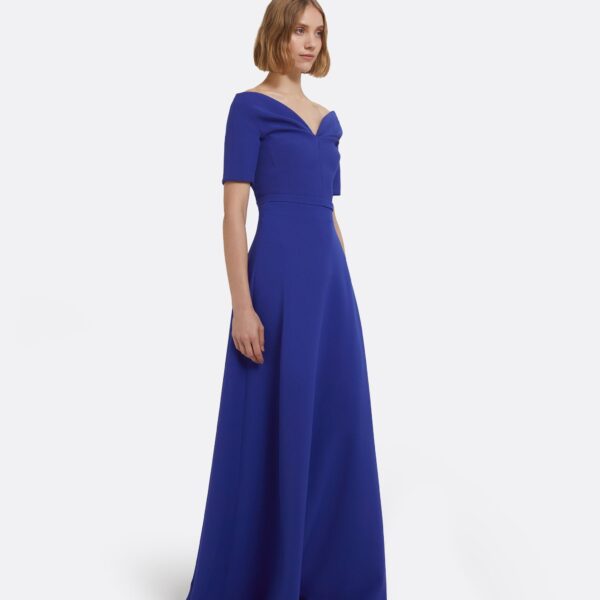 Lydia Long Dress In Skiathos Blue by Safiyaa ‚Äì luxury dresses in Blue available at Coveti