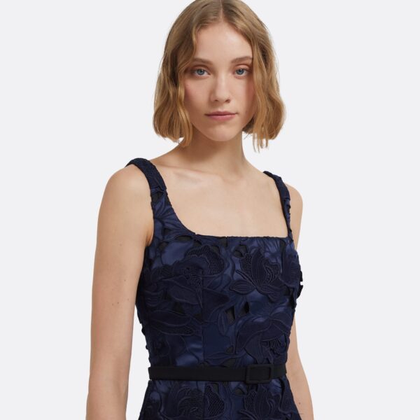 Marnie Midi Dress In Black And Navy by Safiyaa ‚Äì luxury dresses in Blue available at Coveti
