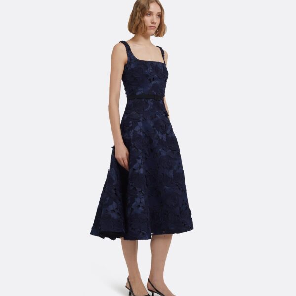 Marnie Midi Dress In Black And Navy by Safiyaa ‚Äì luxury dresses in Blue available at Coveti
