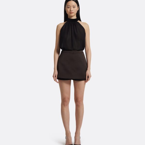 Matilda Skirt In Peat Brown by Safiyaa ‚Äì luxury skirts in Brown available at Coveti