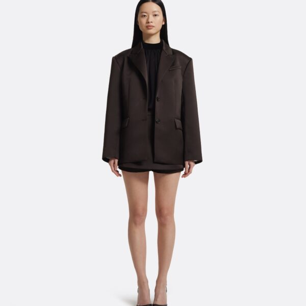 Maurissa Jacket In Peat Brown by Safiyaa ‚Äì luxury jackets in Brown available at Coveti