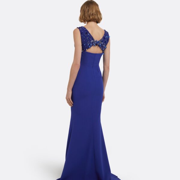 Melina Long Dress In Skiathos With Multi-Blues by Safiyaa ‚Äì luxury dresses in Blue available at Coveti