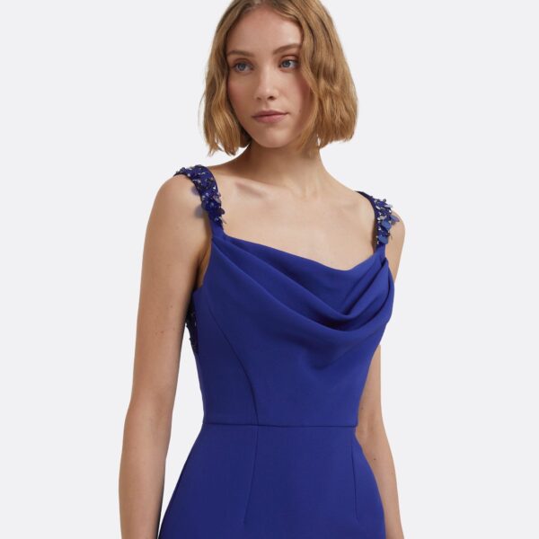 Melina Long Dress In Skiathos With Multi-Blues by Safiyaa ‚Äì luxury dresses in Blue available at Coveti