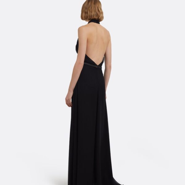 Morgana Long Dress In Black With Embellished Belt by Safiyaa ‚Äì luxury dresses in Black available at Coveti