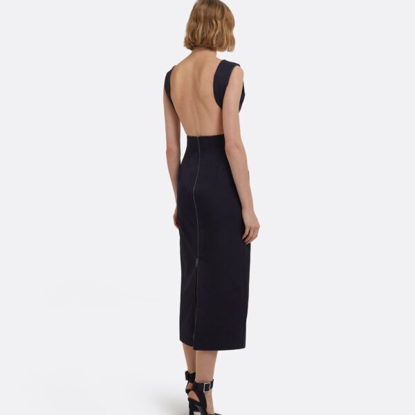 Oakley Midi Dress In Midnight Navy by Safiyaa ‚Äì luxury dresses in Blue available at Coveti
