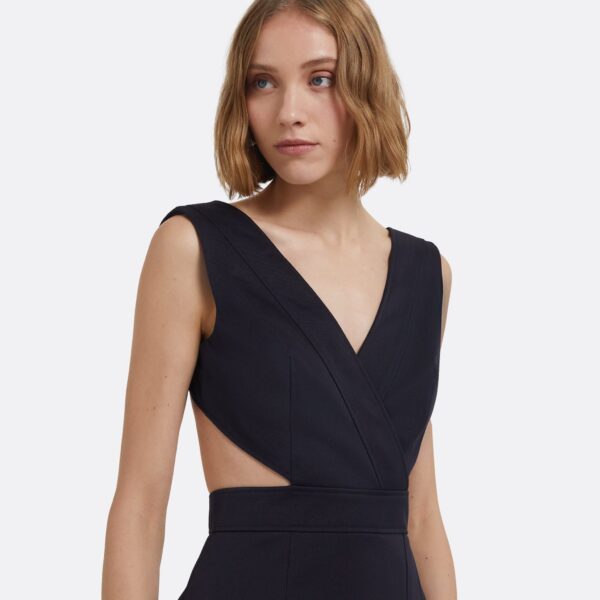 Oakley Midi Dress In Midnight Navy by Safiyaa ‚Äì luxury dresses in Blue available at Coveti