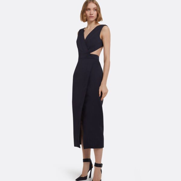 Oakley Midi Dress In Midnight Navy by Safiyaa ‚Äì luxury dresses in Blue available at Coveti