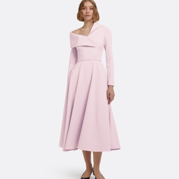 Odelle Midi Dress In Lilac Snow by Safiyaa ‚Äì luxury dresses in Pink available at Coveti