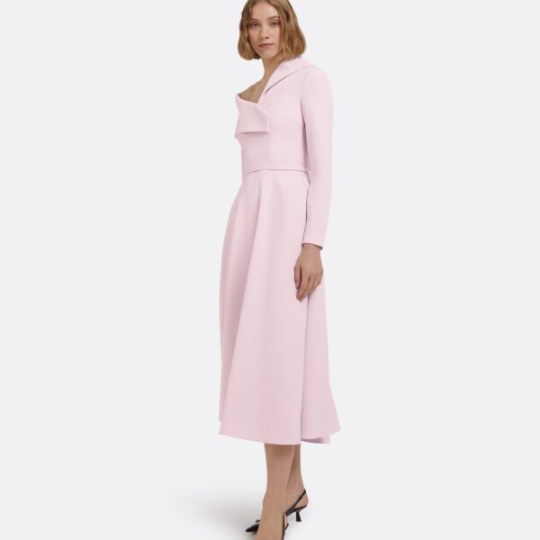 Odelle Midi Dress In Lilac Snow by Safiyaa ‚Äì luxury dresses in Pink available at Coveti