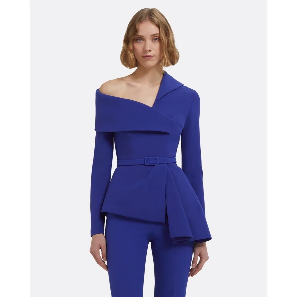 Odessa Tops In Skiathos Blue by Safiyaa ‚Äì luxury tops in Blue available at Coveti