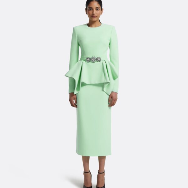 Pomona Skirt In Brook Green by Safiyaa ‚Äì luxury skirts in Green available at Coveti