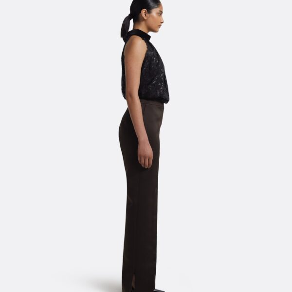 Rikina Trousers In Peat Brown by Safiyaa ‚Äì luxury pants in Brown available at Coveti