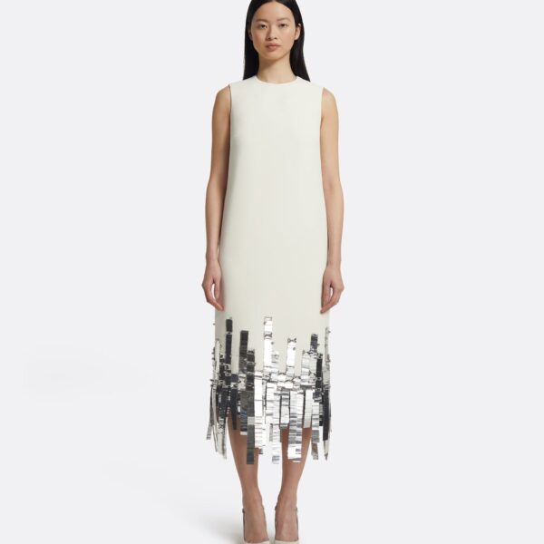 Ripa Midi Dress In Ivory With Silver by Safiyaa ‚Äì luxury dresses in Ivory available at Coveti
