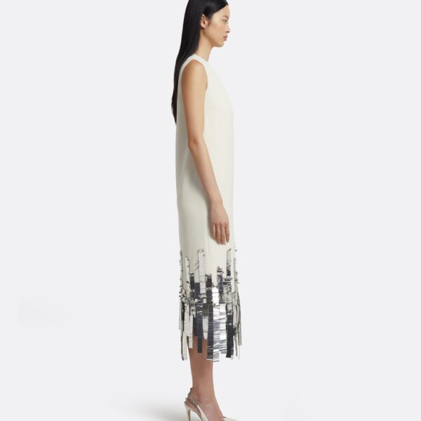 Ripa Midi Dress In Ivory With Silver by Safiyaa ‚Äì luxury dresses in Ivory available at Coveti