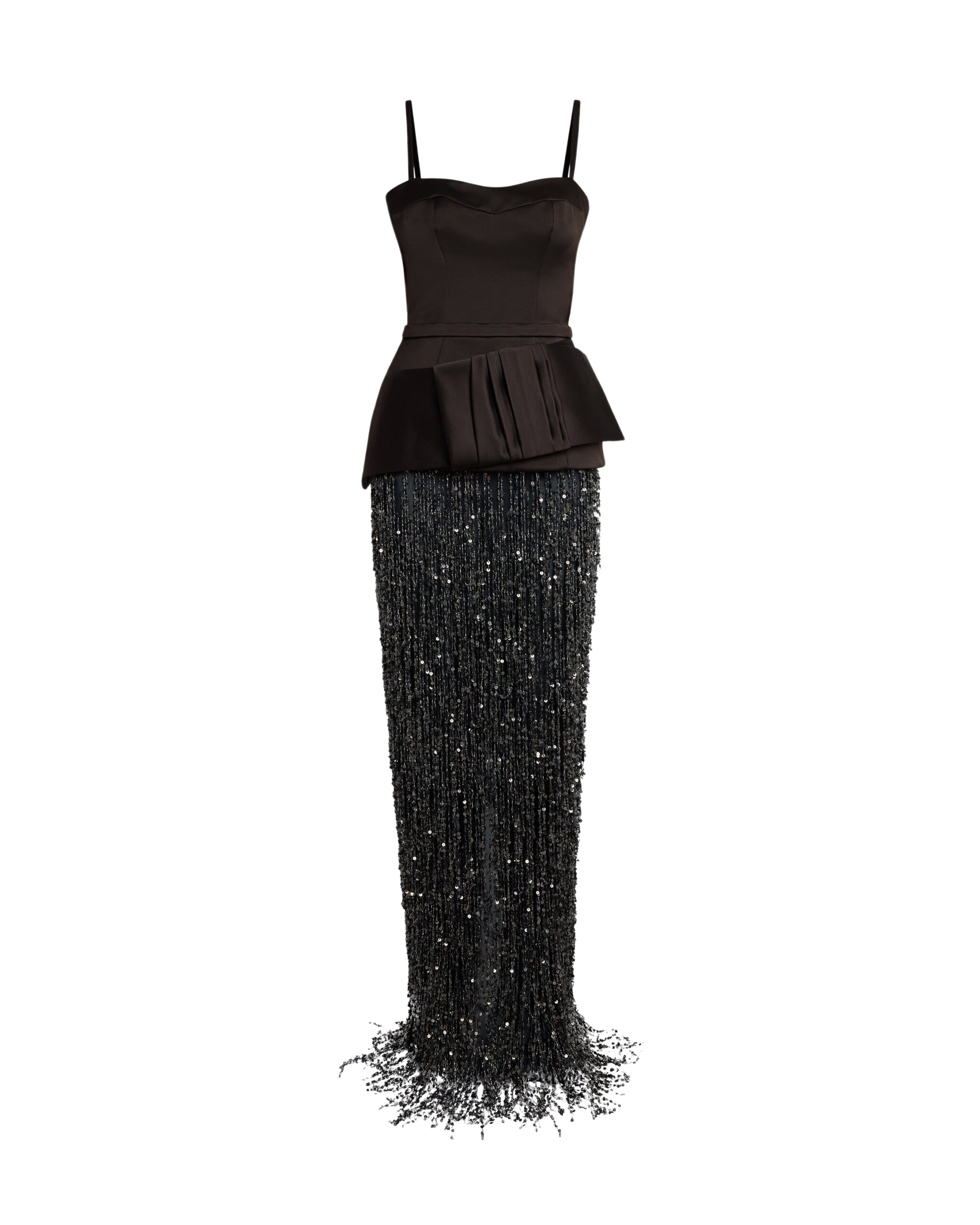 Safiyaa Sorai Long Dress In Peat Brown On Black
