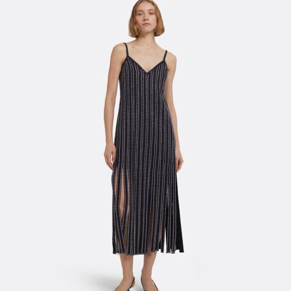 Suami Midi Dress In Midnight Navy With Crystal Embellishments by Safiyaa ‚Äì luxury dresses in Blue available at Coveti