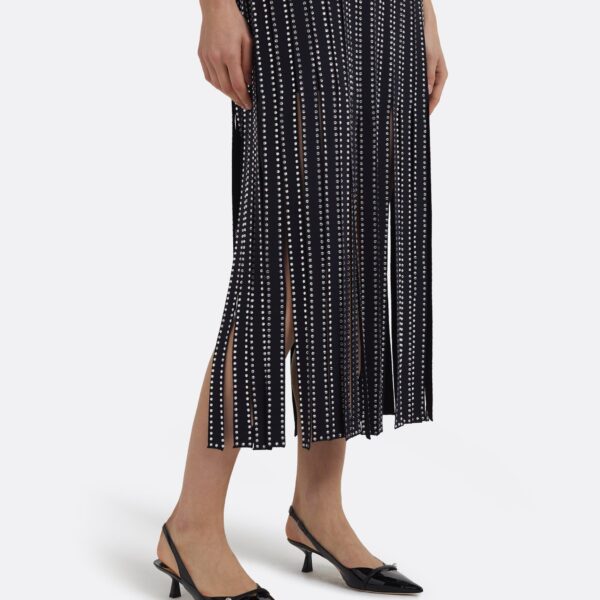 Suami Midi Dress In Midnight Navy With Crystal Embellishments by Safiyaa ‚Äì luxury dresses in Blue available at Coveti