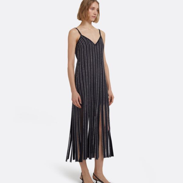Suami Midi Dress In Midnight Navy With Crystal Embellishments by Safiyaa ‚Äì luxury dresses in Blue available at Coveti