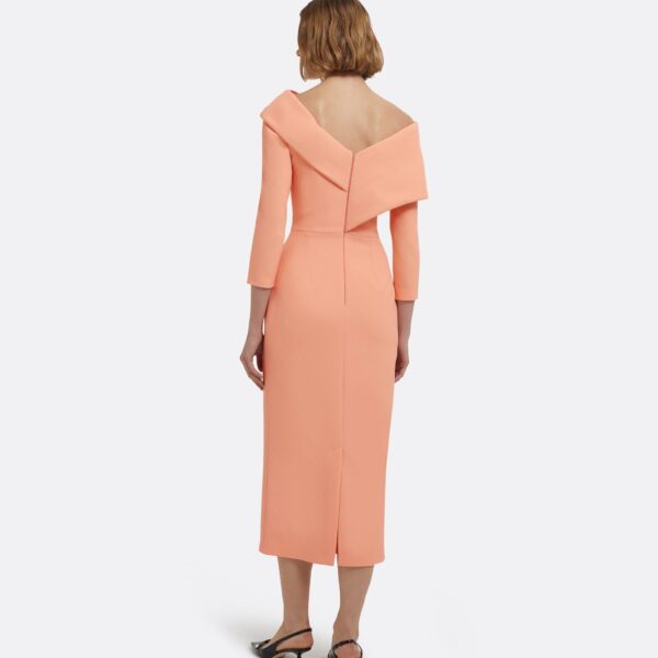 Vera Midi Dress In Apricot by Safiyaa ‚Äì luxury dresses in Orange available at Coveti