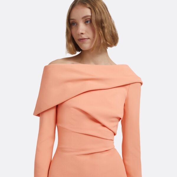 Vera Midi Dress In Apricot by Safiyaa ‚Äì luxury dresses in Orange available at Coveti