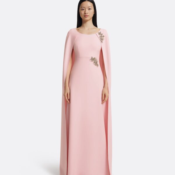 Yuna Long Dress In Lychee With Silver by Safiyaa ‚Äì luxury dresses in Pink available at Coveti