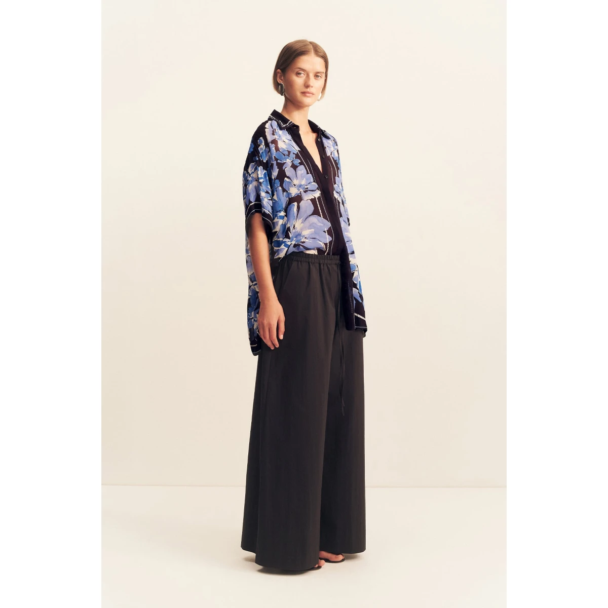 Short sleeve shirt in the Bluewing Mosaic print in a light weight semi-sheer georgette.