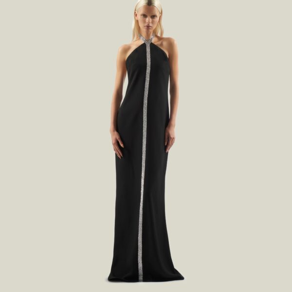 Luxury Taller Marmo dress in satin with feather trim – shop Coveti