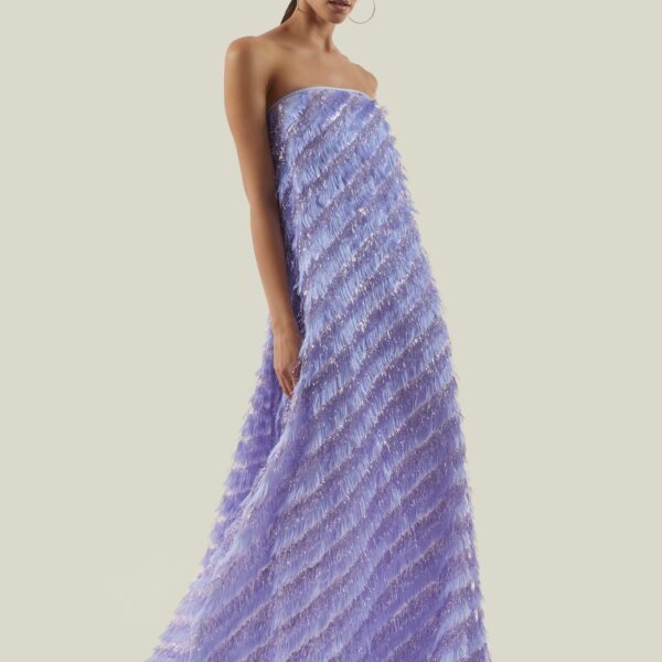 carpet Taller Marmo gown with feather detail – Coveti