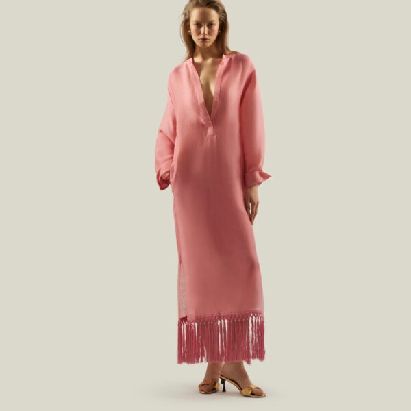 Luxury Taller Marmo dress in satin with feather trim – shop Coveti