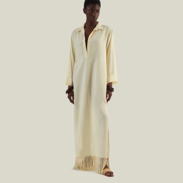 Luxury Taller Marmo dress in satin with feather trim – shop Coveti
