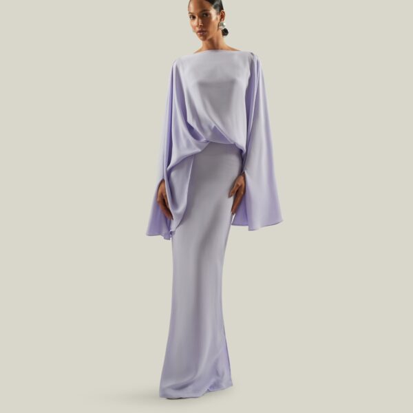 Luxury Taller Marmo dress in satin with feather trim – shop Coveti