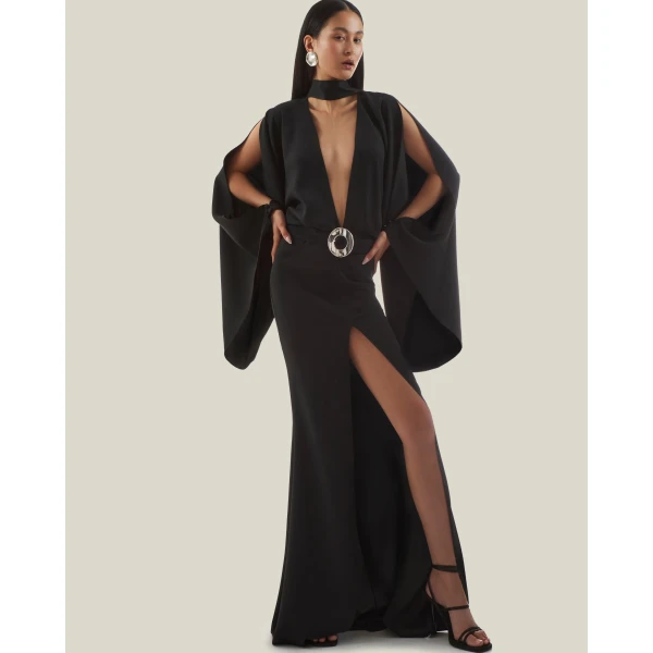 Taller Marmo Florida Gown Dress In Black, view 5