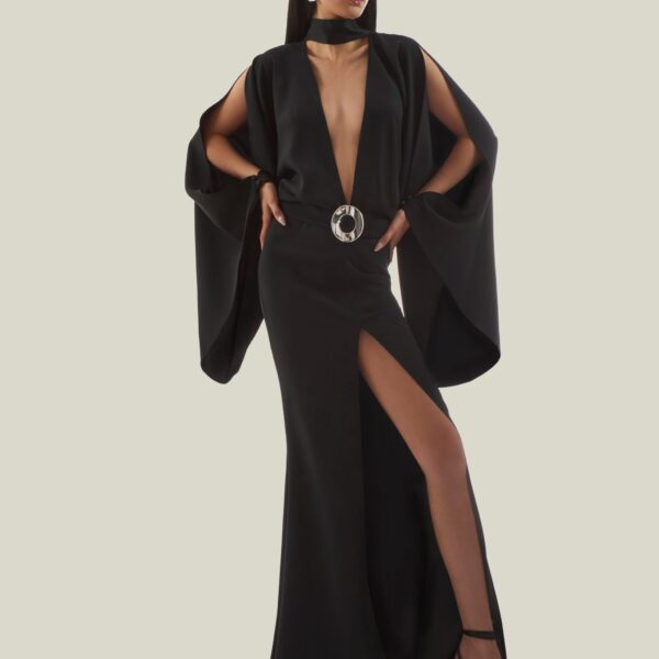 carpet Taller Marmo gown with feather detail – Coveti