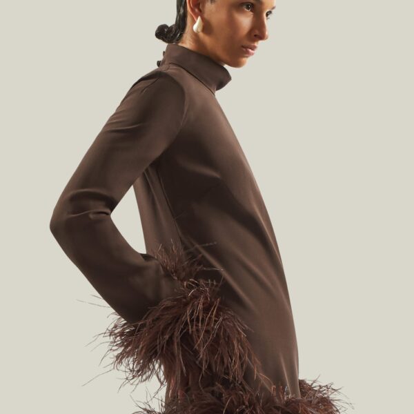 carpet Taller Marmo gown with feather detail – Coveti
