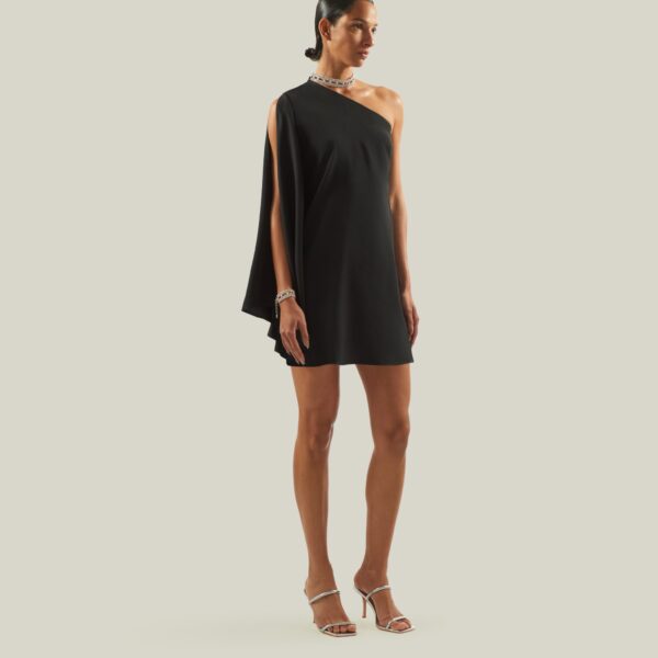 Luxury Taller Marmo dress in satin with feather trim – shop Coveti